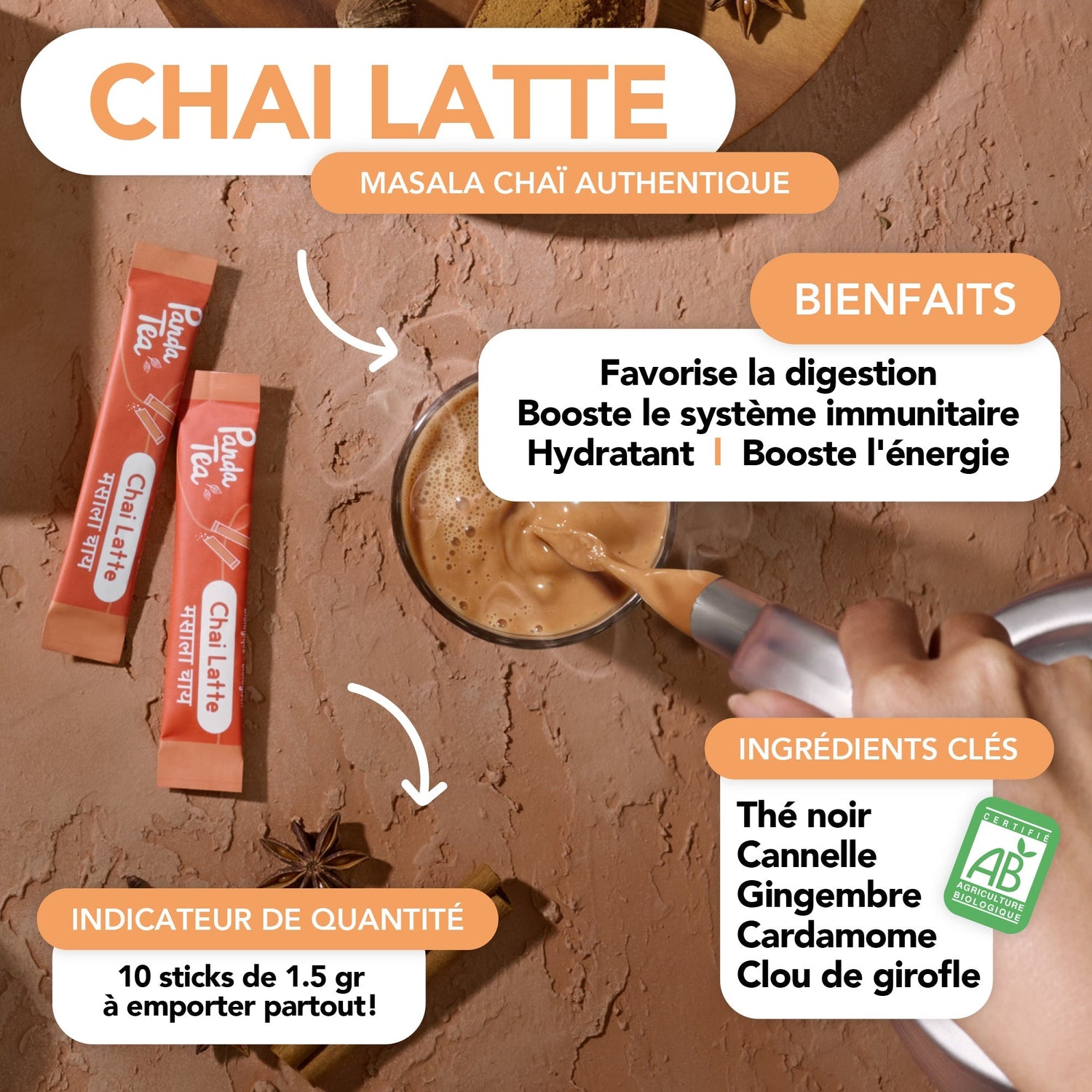 Chai Latte Bio en Sticks