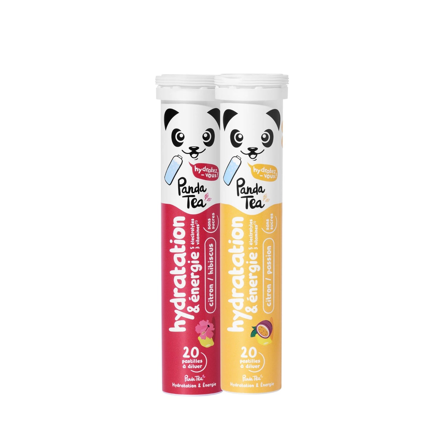 Pack duo - Pastilles Hydratation & Énergie : Citron-Passion et Hibiscus-Citron