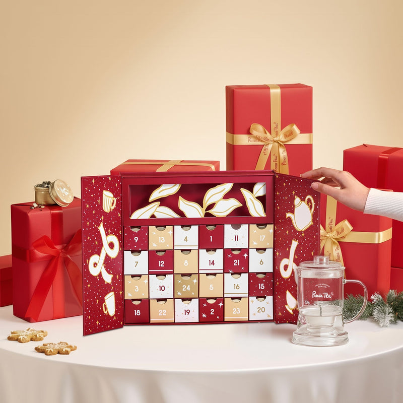 Calendrier 24 boites de thés et infusions en vrac & Infuseur en Verre